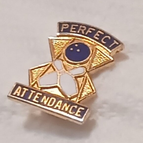 Vintage 1980s Perfect Attendance Bowling Lapel Collectible Pin - Picture 5 of 9